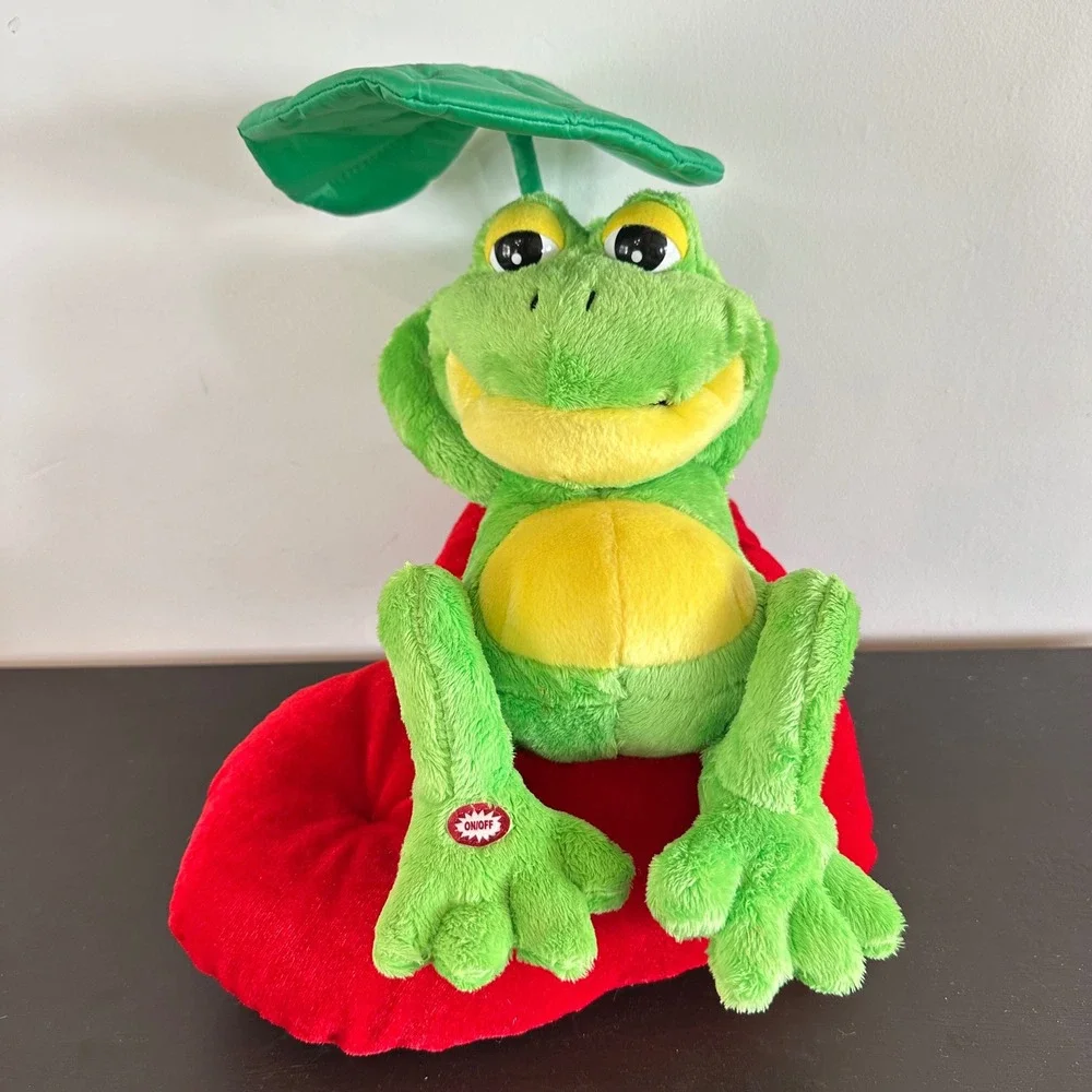 VTG Animated Valentine's Day Frog Plush Plays Don't Worry Be Happy 12